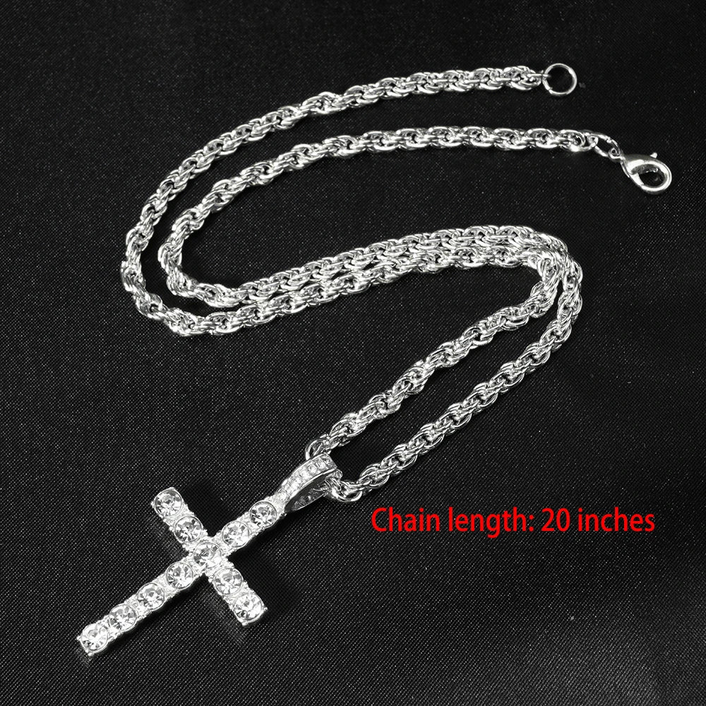 LLL New Iced Out Stacked Crosses Pendant Necklaces for Men With 13mm Cuban Chain Hip Hop Cross Rhinestone Jewelry pendant Gift