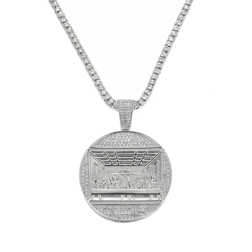 Last Supper Pendant Cuban Chain Necklace With 14mm Iced Out Chain Fashion