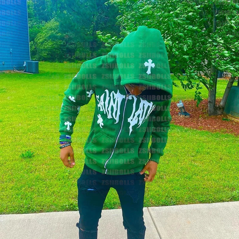 Men/Women Y2k Foam-Printed Zip-up hoodie