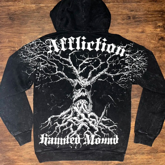 Men's Y2K Retro Skull Print Zip-up Hoodie